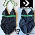 Converse Swim | Converse One Star Womens One Piece Swimsuit Halter String Tie Navy Green Size M | Color: Blue | Size: M