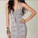 Free People Dresses | Free People Bohemian Racer Back Bodycon Dress Animal Print Size Small | Color: Cream/Gray | Size: S
