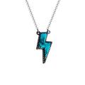 HAODUOO Silver Necklace Boho Vintage Creative Turquoise Lightnings Lightnings Pendant Necklace Women Gift Chain Necklace