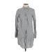 J.Crew Casual Dress - Mini Collared Long sleeves: Gray Print Dresses - Women's Size X-Small