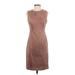 Calvin Klein Casual Dress - Sheath Crew Neck Sleeveless: Brown Solid Dresses - Women's Size 2