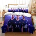 HOUKIG Kylian Mbappe Crib Set, Sports Mattress Protector, 3D Football Superstar Design, Microfibre, 3 Piece Set with Zip And 2 Pillowcases, Double（200x200cm）.