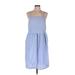 Melrose and Market Casual Dress - Popover: Blue Solid Dresses - Women's Size Medium