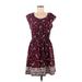 LC Lauren Conrad Casual Dress - Mini Scoop Neck Short sleeves: Burgundy Dresses - Women's Size Medium