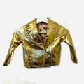 Disney Jackets & Coats | Disney Minnie Mouse Gold Lame Moto Motorcycle Jacket | Color: Gold/Pink | Size: 5g