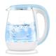 Kettles, Kettles, Made of Glass and Stainless Steel 1.8 L, Cordless Water Kettle with Led Illuminated, Fast Boil Tea Water Kettle, Auto Shut-Off & Boil-Dry Protection/Blue/17 * 17 * 25Cm elegant