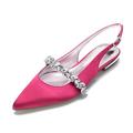 SOVORM Slingback Flats for Women Rhinestones Strap Comfortable Low Heels Bridal Wedding Guest Dress Prom Pumps Shoes,Fuchsia,7 UK