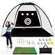 HOWTRUE Golf Hitting Net Golf Practice Net 10X7FT Golf Training for Backyard Driving Chipping Swing with Multiple Impact Target Tri-Turf Mat Rubber Tee Practice Ball Carry Bag Indoor Outdoor Gift