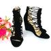 Jessica Simpson Shoes | Jessica Simpson Black Beccy Faux Suede Wedge Caged Sandals Size 7 | Color: Black | Size: 7