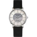 Solaruhr JACQUES LEMANS "Eco Power Solar Pearl", schwarz, Armbanduhren, Damen, Armbanduhr, Damenuhr, Perlmutt-Zifferblatt, Lederarmband