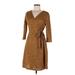 Bella Casual Dress - Wrap: Brown Tweed Dresses - Women's Size Medium