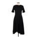 L.K. Bennett Casual Dress - A-Line High Neck Short sleeves: Black Solid Dresses - Women's Size 8