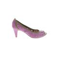 Paco Herrero Heels: Purple Solid Shoes - Women's Size 41 - Peep Toe