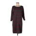 Banana Republic Factory Store Casual Dress - Shift Scoop Neck 3/4 sleeves: Black Print Dresses - Women's Size Large