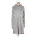 Nine Britton Casual Dress - Sweater Dress High Neck Long sleeves: Gray Marled Dresses - Women's Size Small