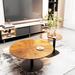 Set of 2 Modern Stacking Round Coffee Table Side Table Set with Slate Glass Top