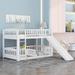 Twin Over Twin Bunk Bed with Slide and Convertible Ladders, Fence, and Play Area for Kids, Sturdy and Durable Bed Frame