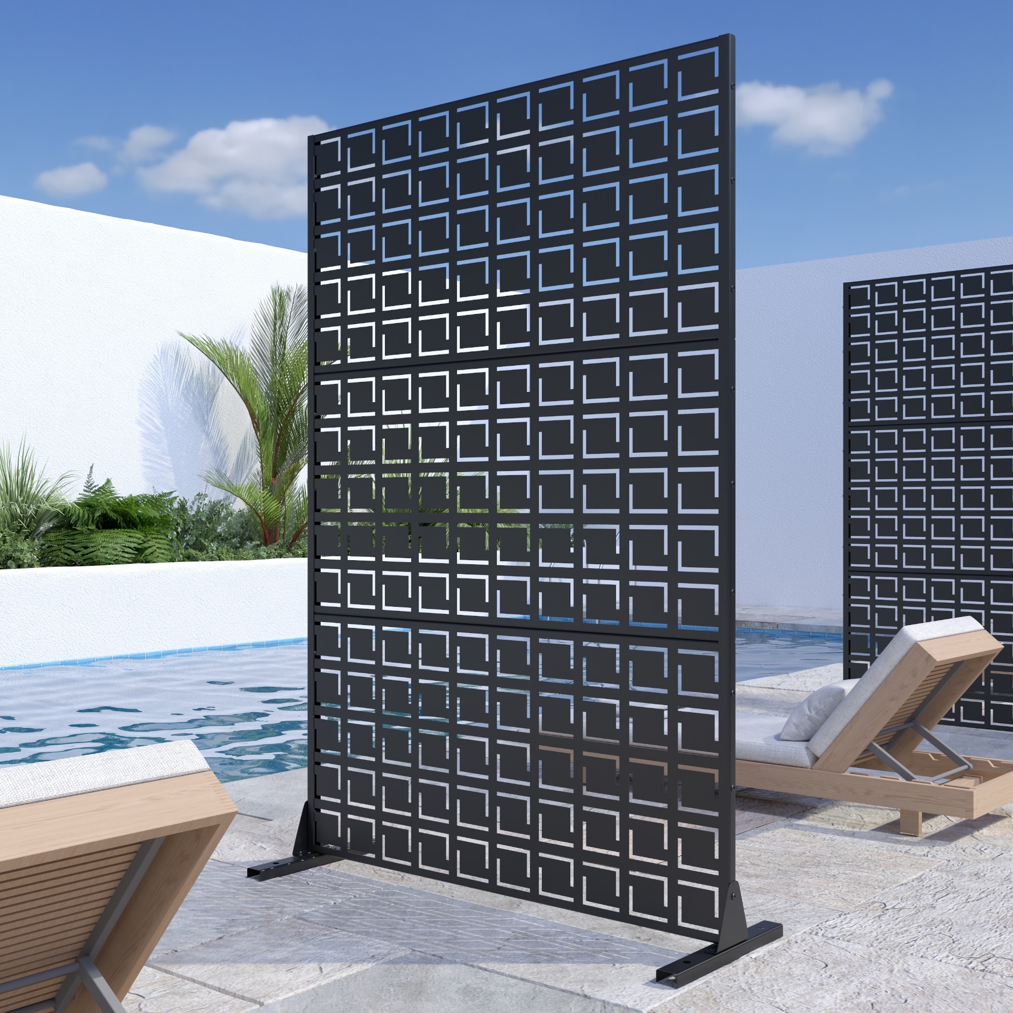Outdoor Privacy Screen Metal Privacy Screen Panel Free Standing - 72*47