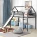 Twin Size Elegant Solid Pine Wood Loft Bed with Slide