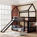 Twin Over Twin Bunk Bed with Slide, Playhouse Design, Maximized Space Saving, Solid Pine Legs and Safe Construction