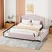 Queen Size Upholstered Platform Bed with Wingback Headboard and 4 Drawers, Linen Fabric