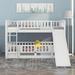 Twin Over Twin Bunk Bed with Slide and Convertible Ladders