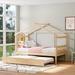 Whimsical House Bed, Twin Size Wooden House Bed with Trundle, Solid Pine Construction