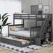 Stairway Twin-Over-Full Bunk Bed with Twin size Trundle, Storage and Guard Rail for Bedroom, Dorm, for Adults, Gray