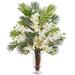 Nearly Natural Phalaenopsis Orchid and Areca Palm Green/White Artificial Arrangement