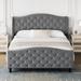 Bed Frame with Button Tufted Wingback Headboard