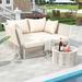 Outdoor Rope Sunbed and Tempered Glass Top Coffee Table Sectional Set, Patio Double Chaise Lounge Loveseat Daybed