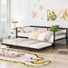 Industrial Style Metal Twin Multi-function Daybed with Adjustable Pop-Up Trundle, Sturdy Frame, No Box Spring Needed