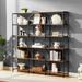 6 Tier Bookcase Open Bookshelf,Industrial Style Shelf with Metal Frame,MDF Board,Brown