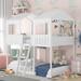 Playful Full Over Full Wood Bunk Bed with Playhouse-Inspired Design