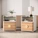 Modern Nightstands, 2-Drawer Night Stand with Open Storage Space