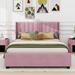 Ebern Designs Solt Upholstered Wingback Storage Bed Metal in Pink | 43.5 H x 64.75 W x 84.75 D in | Wayfair 9967ABD93DFB4536ABA742476E9C8F79