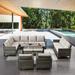 Latitude Run® Agir 11 - Person Outdoor Seating Group w/ Cushions in Black/Gray | 30.3 H x 74 W x 31.1 D in | Wayfair