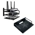 Double/Triple TV Box Router Set-top Boxes Player Single-layer Aluminum Wall Mount Storage Shelf