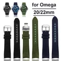 20mm 22mm Nylon Watch Strap for Omega Seamaster 300 Replacement Belt Bracelet Curved End Leather