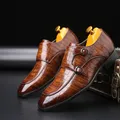 Scarpe eleganti da uomo di lusso scarpe in pelle di coccodrillo con fibbia da uomo scarpe Casual da