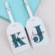 Personalised Initial with Name Leather Luggage Tag Suitcase Identifier Label Baggage Boarding Tag