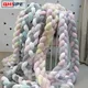 1.5M Baby Bumper Bed Braid Knot Pillow Cushion Bumper for Infant Crib Protector Cot Bumper Room
