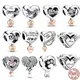 Authentic 925 Sterling Silver Angel Wings Daughter，Mom，Dad Heart Charm Bead Fit Original Pandora