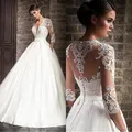 Abiti da sposa da donna arabi di lusso con scollo a v in raso con abiti da sposa in pizzo abito da