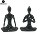 Black Abstract Ceramics Yoga Poses Girls Women Figurines Porcelain Lady Figure Statue Sculpture Yoga