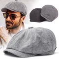 Chapeau de gavroche en tweed rétro pour hommes casquettes octogonales à visière chapeaux de béret