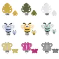 2 pezzi di cartone animato a forma di foglia di farfalla perline in silicone clip in silicone set per uso alimentare BPA gratuito fai da te accessori per catena ciuccio massaggiagengive
