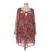 Umgee Casual Dress: Red Paisley Dresses - Women's Size Large