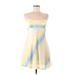 Zara Casual Dress - A-Line Square Sleeveless: Yellow Color Block Dresses - Women's Size Medium