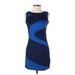 H&M Casual Dress - Mini Crew Neck Sleeveless: Blue Print Dresses - Women's Size 2